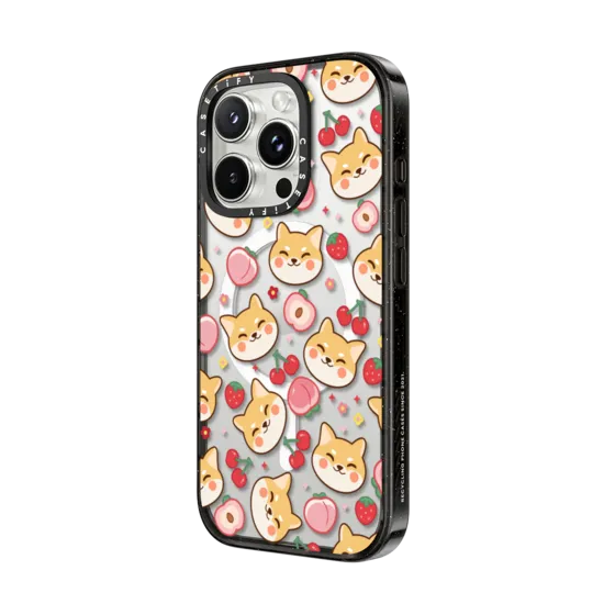 Cute Shiba Inu with Peach Cherry Strawberry - Kawaii Dog Anime Puppy with Cartoon Fruit with MagSafe