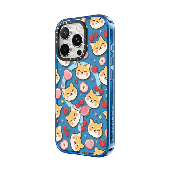 Cute Shiba Inu with Peach Cherry Strawberry - Kawaii Dog Anime Puppy with Cartoon Fruit with MagSafe