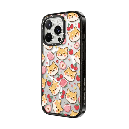 Cute Shiba Inu with Peach Cherry Strawberry - Kawaii Dog Anime Puppy with Cartoon Fruit with MagSafe