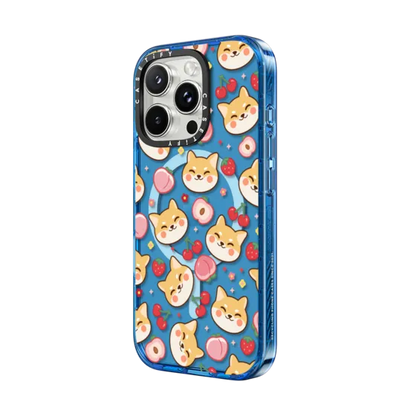 Cute Shiba Inu with Peach Cherry Strawberry - Kawaii Dog Anime Puppy with Cartoon Fruit with MagSafe