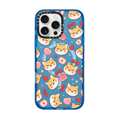 Cute Shiba Inu with Peach Cherry Strawberry - Kawaii Dog Anime Puppy with Cartoon Fruit with MagSafe